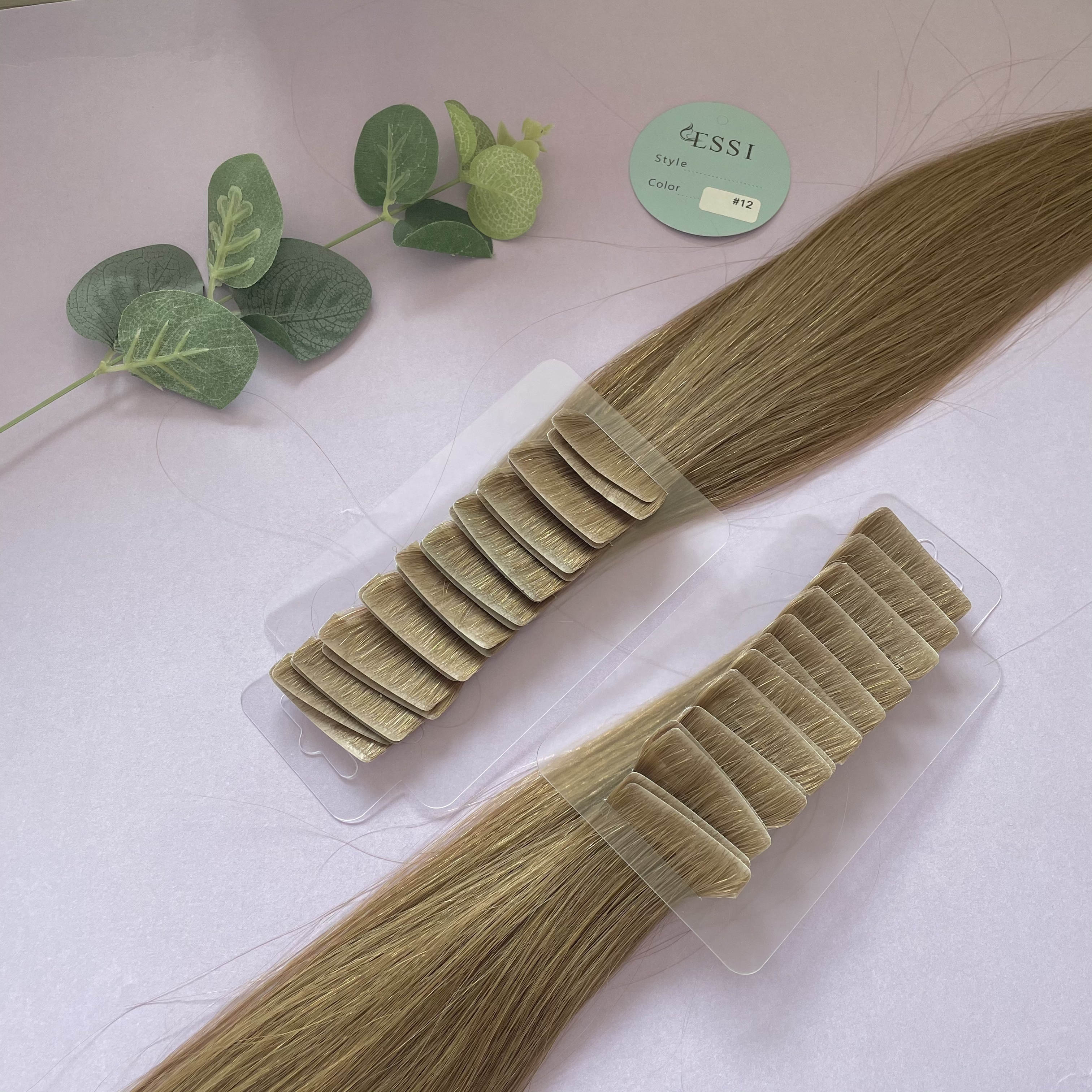 Injected Skin Weft Adhesive Tape Human Hair Extension Double Drawn Invisible Color 7 Export to Europe